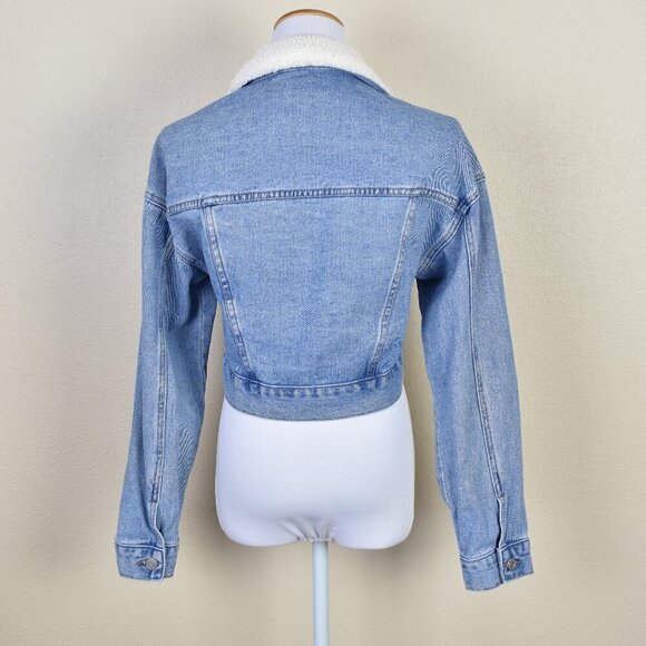 PacSun Sherpa Collar Cropped Trucker Jacket XS - Picture 4 of 8